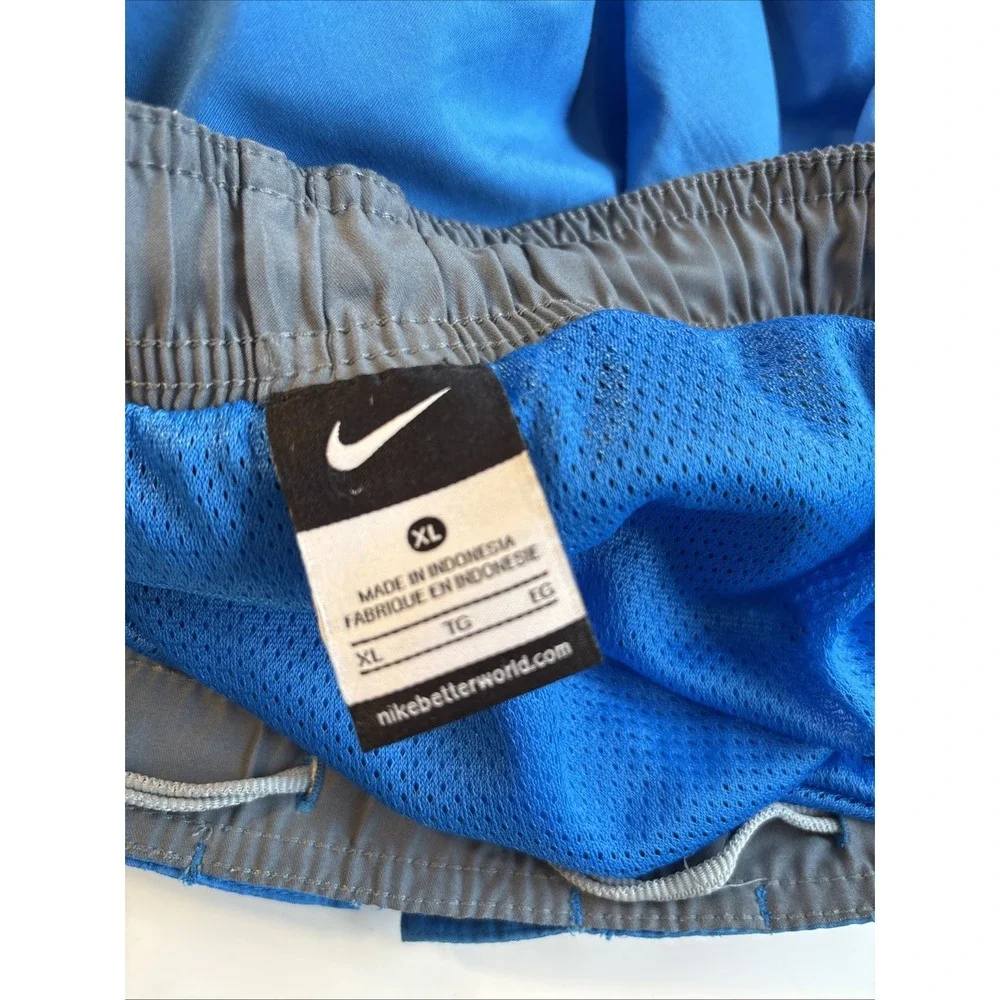 NIKE Board Short Blue/grey Mesh Stripe Lined‎ Secret Pocket 9 Inch Mens XL